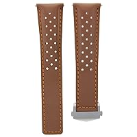 Ewatchparts LEATHER WATCH BAND STRAP CLASP 22MM COMPATIBLE WITH TAG HEUER MONACO F1 TAN ORANGE PERFORAT
