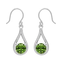 Multi Choice Dual Round Shape Gemstone 925 Sterling Silver Solitaire Birthday Gift Earring