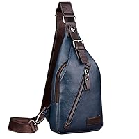 Leather Sling Bag Crossbody Backpack Daypack for Men Women Outdoor Travel Camping Fishing Hunting Hiking Crossbody Shoulder Chest Pack