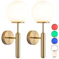 Wall Sconce Battery Operated Wall Lights Set of 2，with Dimmable Battery Powered Bulb Non Hardwired Easy to Install，for Bedroom Farmhouse Bedside Reading Light (Color : Gold) … (Gold)