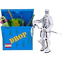FORTNITE Solo Mode Figure & Supply Crate Collectible Accessory Bundle - Features 4 Inch Skull Trooper (Inverted), Supply Crate, Back Board (Kevin) Back Bling, 4 Weapons, and Building Materials