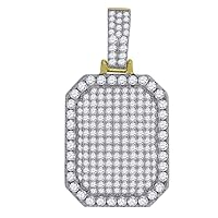 Yellow tone 925 Sterling Silver Mens CZ Cubic Zirconia Simulated Diamond Animal Pet Dog Tag Octagon Pendant Necklace Charm Jewelry Gifts for Men