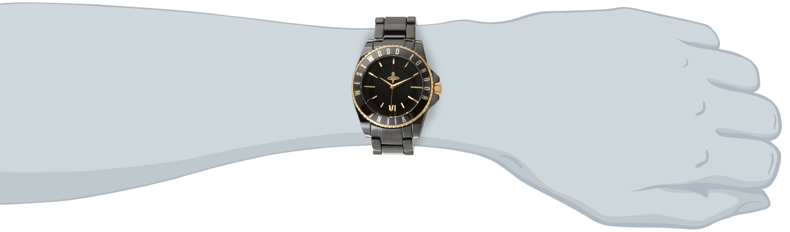 Vivienne Westwood Unisex VV048GDBK Gold-Tone and Black Ceramic Bracelet Watch