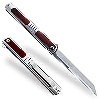 Pocket Knife for Men, 3.5 inch Folding Knife with Pocket Clip,Rosewood Handle Tanto Knife, Great Gift For Men and Women