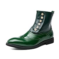 Mens Brogue Leather High Top Boots Fashion Oxford Pointy Toe Dress Formal Shoes