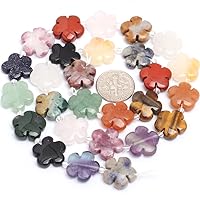 Mixed Stone Beads for Jewelry Making Natural Gemstone Semi Precious 15mm Flower 15
