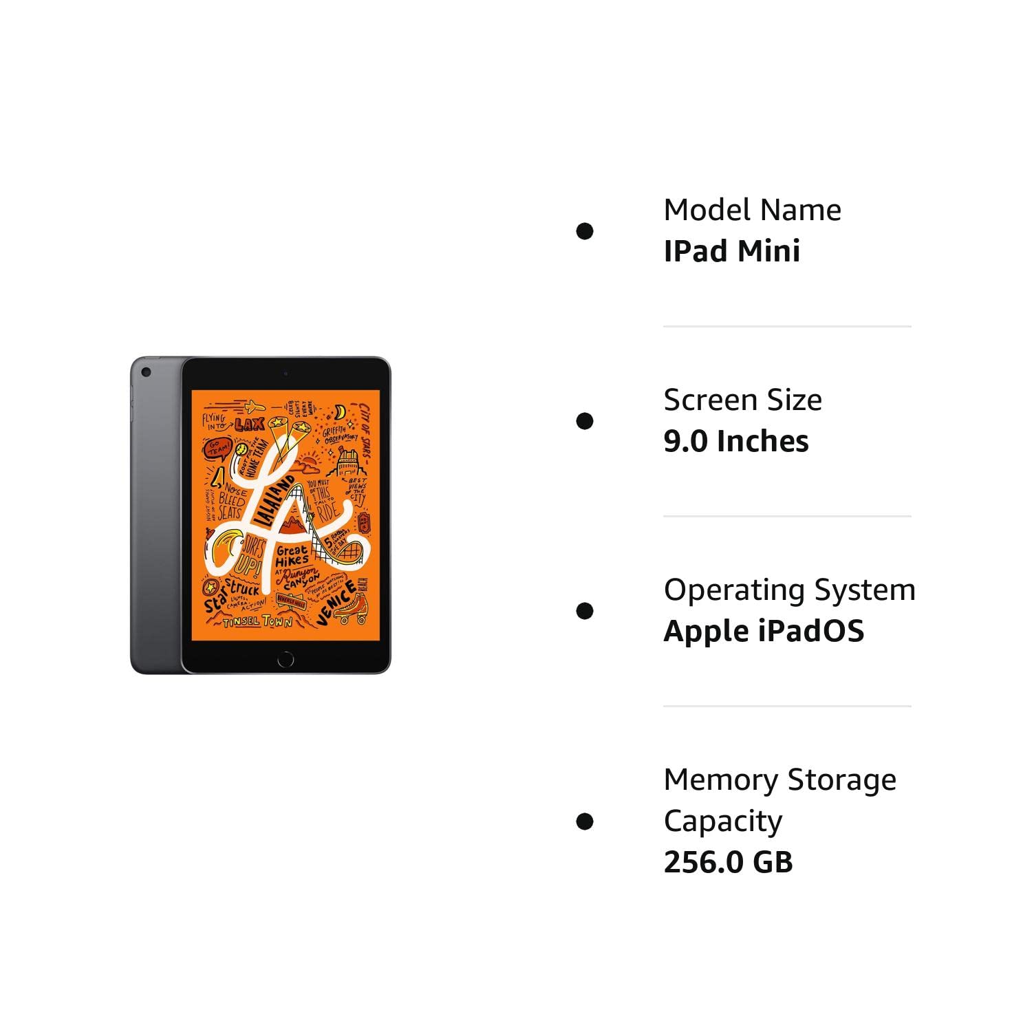 Apple iPad mini 7.9 inches (Early 2019 ) 256GB, WiFi Only - Space Gray (Renewed)