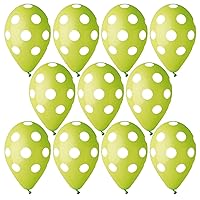 Toyland® Pack of 10-13 Inch Green Latex Balloons with White Polka Dots - Party Decorations - Made in Italy
