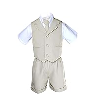 Infant Baby Boys Formal Wedding Light Khaki Necktie Vest Suits Sets S-XL
