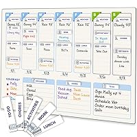 QUOKKA Magnetic Weekly Planner for Kids - Gift Reward Chore Chart Calendar - Dry and Erase to-Do List for Boys and Girls - Use 78 Magnets, Markers, Stickers - from Toddlers to Teens