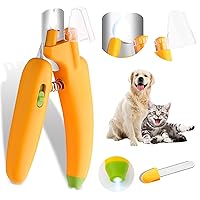 Safe Dog-Cat Nail Trimmer and Clipper with LED Light and File for Large to Medium Dogs,Cats, Easy to Cut Toenail to Avoid Bloodline, Sharp and Durable Stainless Steel Blade (Yellow)