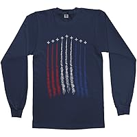 Threadrock Men's Red White Blue Air Force Flyover Long Sleeve T-Shirt