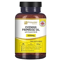 Evening Primrose Oil 1000mg with Vitamin E & B6 90 Softgels| Pure Cold Pressed I 90mg GLA per Capsule I Women's Health I Premium Quality I Made in The UK by Prowise Healthcare