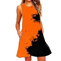 Women's Summer Sleeveless Beach Dresses Loose Tie Dye Plus Size Swing Sundress Casual Tank Swing Dress 2024 Fashion
