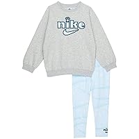 Nike Girl's Ksa All Over Print Leggings Crew Set (Little Kids) Glacier Blue 6X Little Kid
