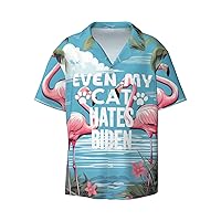 Even My Cat Hates Biden Men's Short-Sleeved Shirt Casual Summer Beach Hawaiian Shirt