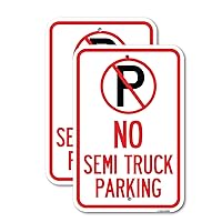 (2 Pack) No Parking Sign No Semi Truck Parking with Symbol | 12
