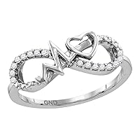 The Diamond Deal Sterling Silver Womens Round Diamond Infinity Heartbeat Ring 1/10 Cttw
