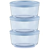 Pyrex Tinted (6-PC SMALL) Small Round Food Storage Container Set, Snug Fit Non-Toxic Plastic BPA-Free Lids, Freezer Dishwasher Microwave Safe, 2 Cup (x3)