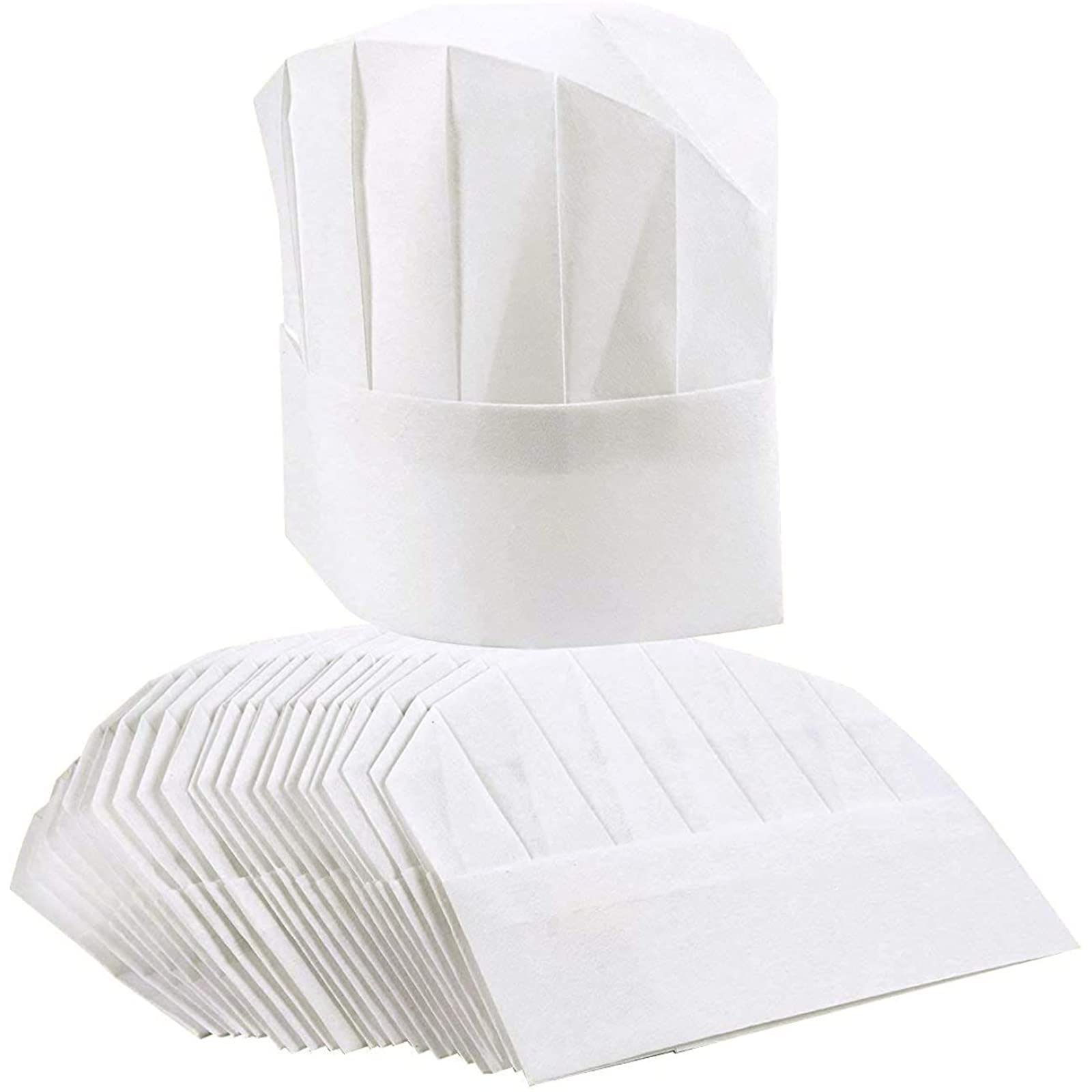 24 Pack Adjustable Chef Hats for Kids and Adults (Non-Woven Fabric, White, 19.6-22.8 in)