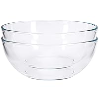 8-inch Round Tempered Glass Bowl for Mixing Salad or Cereal, Set of 2