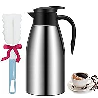Coffee Carafe Insulated, 68oz Carafe for Hot Liquids, Coffee Carafes for Keeping Hot, Stainless Steel Coffee Hot Water Thermal Carafe Thermos Pot Flask Tea Beverage Dispenser with Cleaner Brush