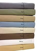 Royal Hotel 650-Thread-Count Bed Sheets - Wrinkle Free Sheets - Deep Pocket, Cotton Blend, Sateen Sheets, Hypoallergenic, 4 Piece - Queen - Ivory