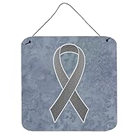 AN1211DS66 Grey Ribbon for Brain Cancer Awareness Wall or Door Hanging Prints Aluminum Metal Sign Kitchen Wall Bar Bathroom Plaque Home Decor, 6x6, Multicolor