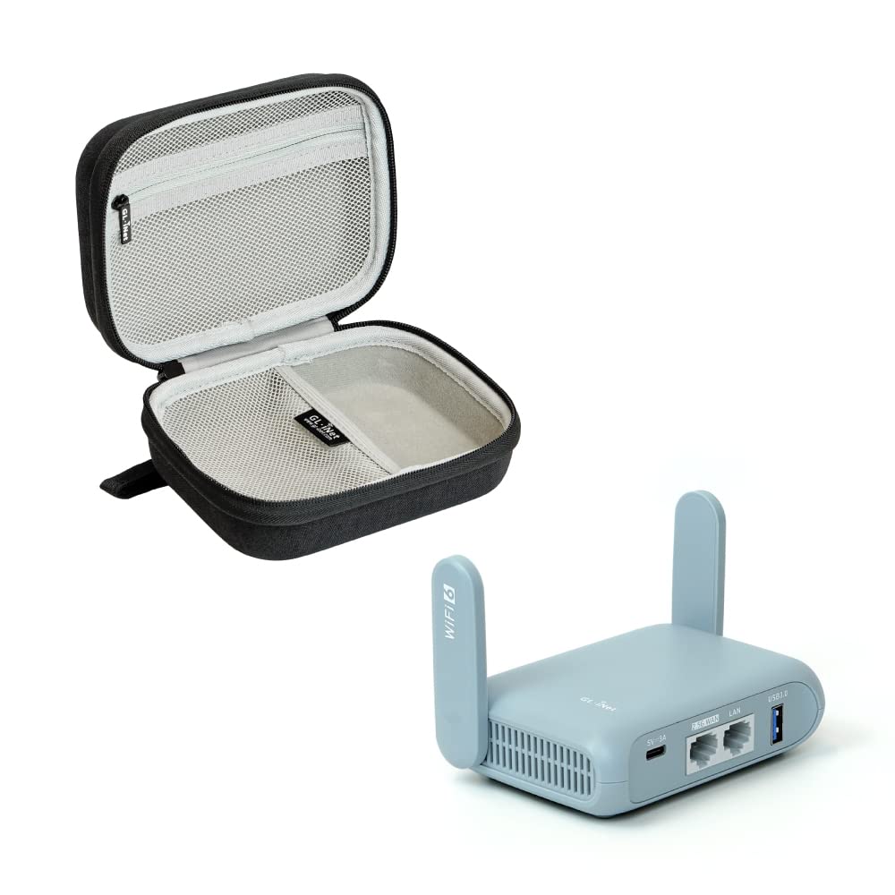 GL.iNet GL-MT3000 (Beryl AX) Pocket-Sized Wi-Fi 6 AX3000 Wireless Travel Gigabit Router & Gadget Organizer Case (Black)