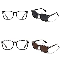 TIJN 2pack Square Blue Light Blocking Glasses Bundle with Polarized Sunglasses