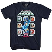Mega Man Video Game Press Start II Adult Short SleeveT-Shirt Graphic Tee