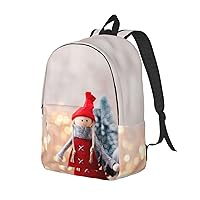 Canvas Backpack For Women Men Laptop Backpack Christmas Gnome Travel Daypack Lightweight Casual Backpack