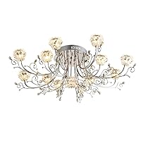 Luxury LED Crystal Living Room Ceiling Light Glass Cups Uplight Study Room Ceiling Lamp Dining Room Restaurant Crystal Hanging Ceiling Lighting Fixtures