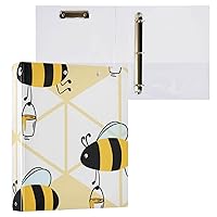 Funny Bees Curved Honey 1 and 1/2 Inch Binder 3 Ringed Binders with Interior Pockets Pack of 1/2 Office Binder Hardcover