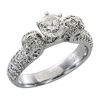 14k White Gold 1.50 Carats Brilliant Round Antique Diamond Engagement Ring