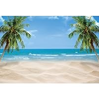 Leowefowa 12x8ft Sea Beach Backdrop Tropical Palm Tree Summer Vacation Blue Sky Beach Photography Backdrops for Photo Shoots Party Adult Personal Portrait Wedding Photoshoot Backgrounds Studio Props