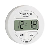 Dostmann Digital Timer and Stopwatch, 38.2022.02, Small and Handy Magnetic with Memory Function, White, Plastic, L 55 x W 17 x H 55 mm