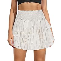 Womens Y2k Lace Mini Skirt Low Rise Pleated Ruffle Half Slip Skirt Layered Flowy Short Skirt Streetwear Mini Skirt