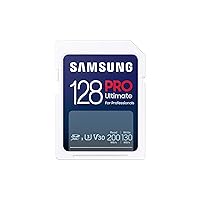 SAMSUNG PRO Ultimate Full Size 128GB SDXC Memory Card, Up to 200 MB/s, 4K UHD, UHS-I, C10, U3, V30, A2, for DSLR, Mirrorless Cameras, PCs, MB-SY128S/AM