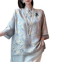 Chinese Traditional top Qipao Shirt Woman Cheongsam Style Blouse Collar Clothing for Women