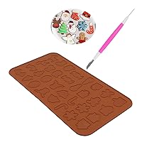 Macaron Silicone Baking Mat,32-Capacity Non-Stick Silicone Pastry Baking Mold Set of 2 for Christmas Pattern Chocolate Model Kit Pastry Baking Mat With Scriber Needle Modelling Tool