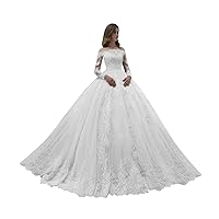 Simple Tulle Wedding Dresses for Women 2023 Lace Applique Long Bridal Gown for Bride