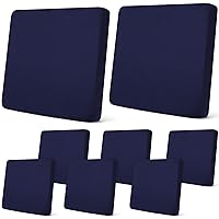 8Pcs Patio Stretch Sofa Cushion Cover Outdoor Cushion Cover Replacement Patio Furniture Cushions Couch Slipcovers Chair Seat Cover Soft Flexibility Protector(Navy, Waterproof Pure)
