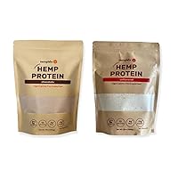 Hemp Vegan Protein Powder for Heart and Brain Health, Easy to Digest Powder Drink with Plant Protein for Muscle Building and Recovery, 9 Essential Amino Acids, (Unflavored and Choco) 10oz
