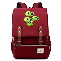 Plants vs. Zombies Game Vintage Rucksack 15.6-inch Laptop Backpack Business Bag with USB Charging Port Red / 3
