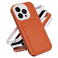 Cell Phone Cases Compatible with Apple iPhone 13 Pro Case, Soft TPU Phone Cover with Credit Card Holder Slot on Back, Brown