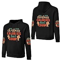 Men And Women Cotton Solid Color Hooded Sweatshirt Christmas Calories Dont Count
