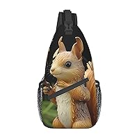 Resin Squirrel Cross Chest Bag Crossbody Backpack for Women Men Sling Bag Travel Hiking Daypack