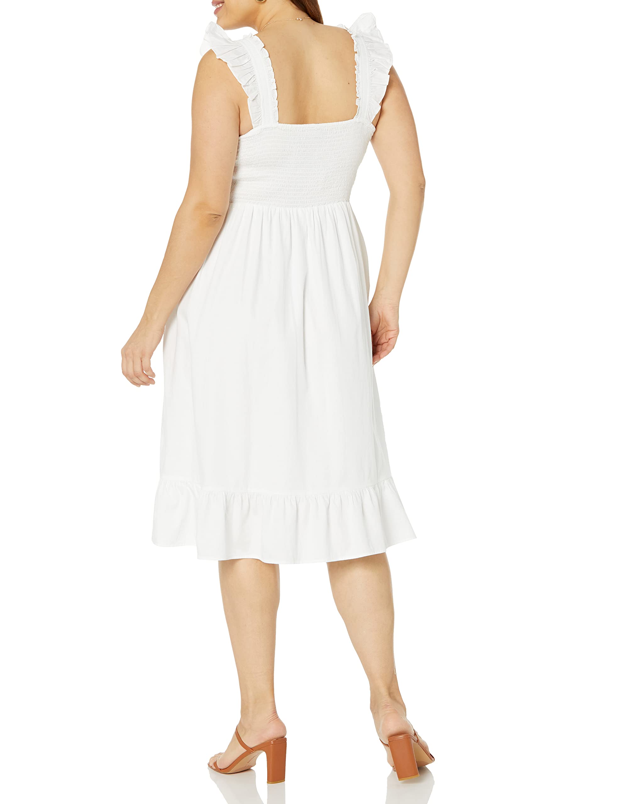 The Drop Women's Kimi Ruffled-Shoulder Smocked Midi Dress