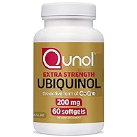 Qunol Ubiquinol CoQ10 200mg Softgels, Powerful Antioxidant for Heart and Vascular Health, Essential for Energy Production, Natural Supplement Active Form of CoQ10, 60 Count